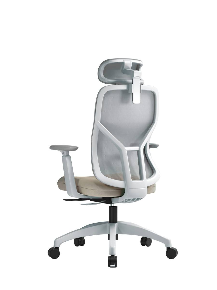 Malachite Grey Mesh Back Chair (White Frame)